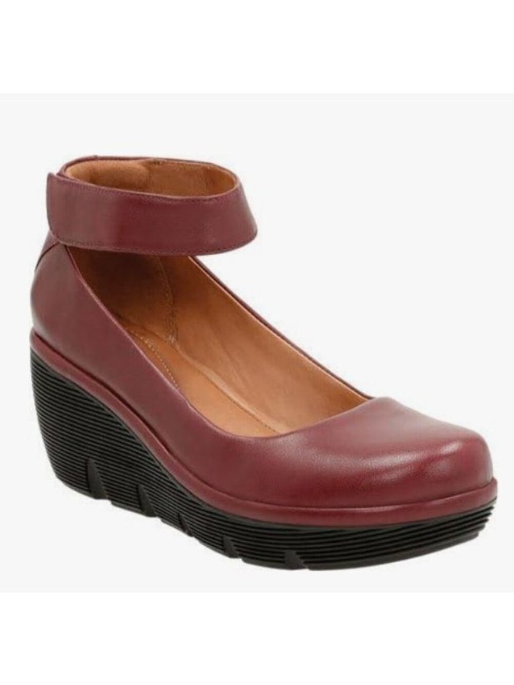 Clarks Women's Burgundy Clarene Tide Printed Wedge Heel Pump Shoes Size US 7.5 - Picture 3 of 16